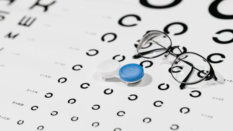 Glasses, contact lenses on eye test