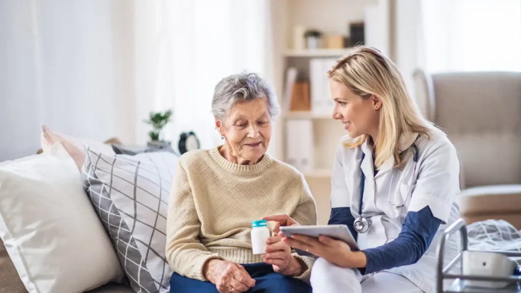 nurse with elderly woman