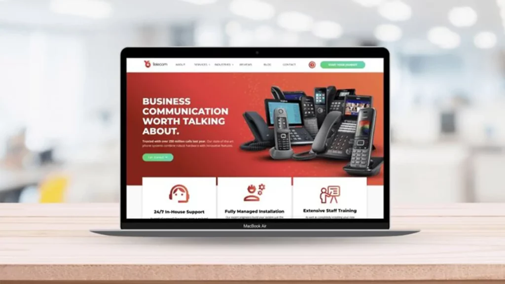 screen shot of yo telecom website