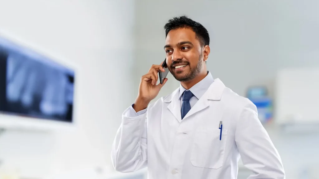dentist on the phone