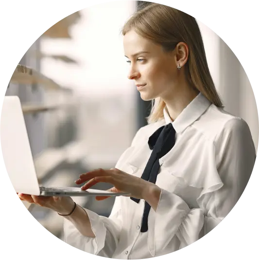 lady checking laptop