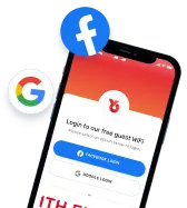 A mobile phone with a login screen accessible via social media